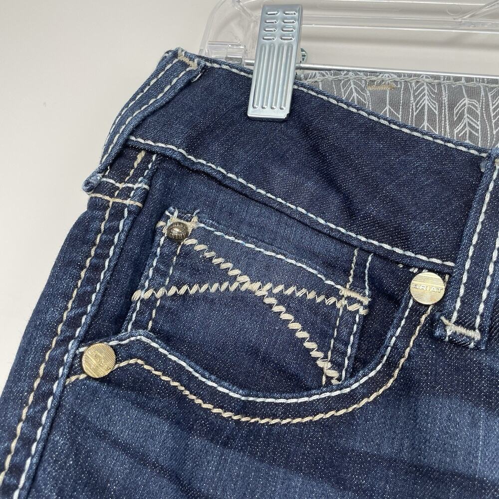 Ariat REAL Perfect Rise Arrow Danna Jeans Womens 29S Dark Wash Split Hem Cowgirl - Picture 9 of 16